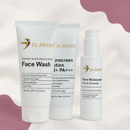 Dr. Awish Glow Care Combo Glutathione Face Wash & Sunscreen Lotion 50+ PA+++ Face Moisturizer Cica & Ceramide For Daily Radiance