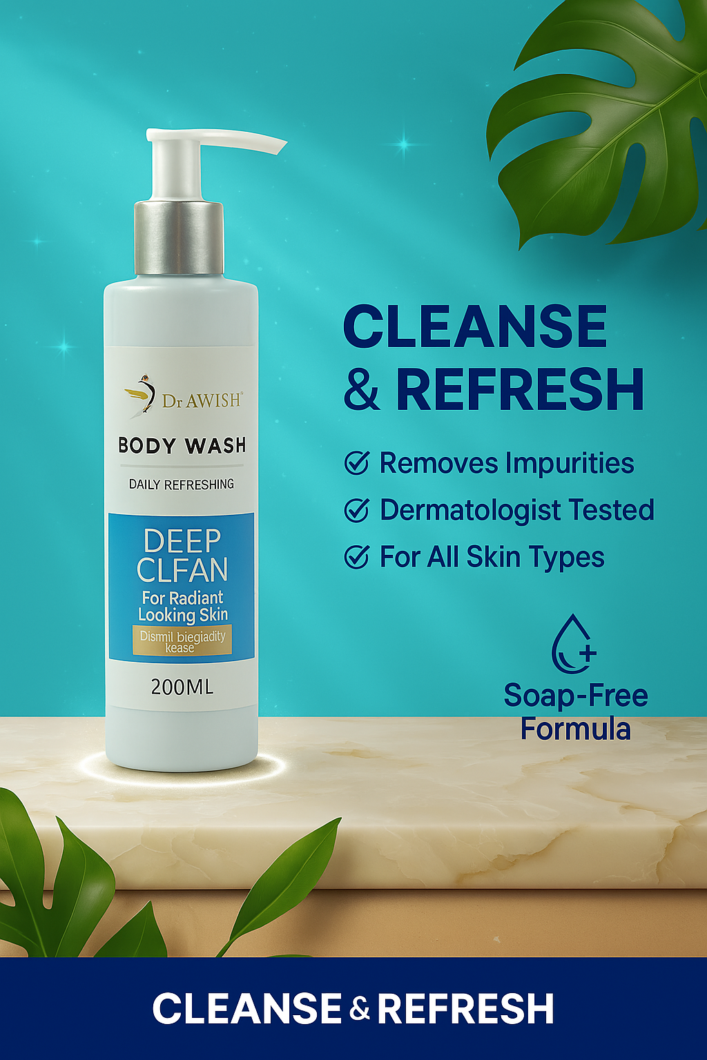 Dr. Awish Body Wash Gentle Care, Deep Clean Dermatologist-Approved Daily Body Wash