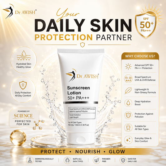 Dr. Awish Sunscreen SPF 50+ PA+++ – Broad-Spectrum Protection, Hydrating & Non-Greasy | 100ml