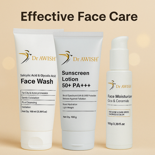 Dr. Awish Glow Care Combo Glutathione Face Wash & Sunscreen Lotion 50+ PA+++ Face Moisturizer Cica & Ceramide For Daily Radiance