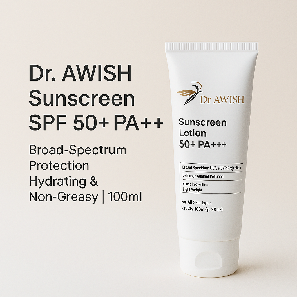 Dr. Awish Sunscreen SPF 50+ PA+++ – Broad-Spectrum Protection, Hydrating & Non-Greasy | 100ml