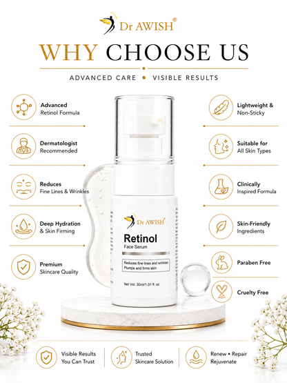 Dr. Awish Retinol Face Serum – Hydrate, Brighten & Combat Aging | 30ml
