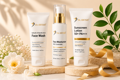 Dr. Awish Glow Care Combo Glutathione Face Wash & Sunscreen Lotion 50+ PA+++ Face Moisturizer Cica & Ceramide For Daily Radiance