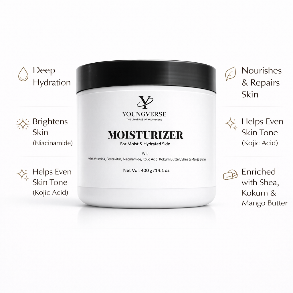 Youngverse Moisturizer for Moist & Hydrated Skin, with Niacinamide, Kojic Acid, Shea & Mango Butter, 400g
