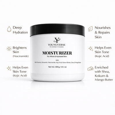 Youngverse Moisturizer for Moist & Hydrated Skin, with Niacinamide, Kojic Acid, Shea & Mango Butter, 400g