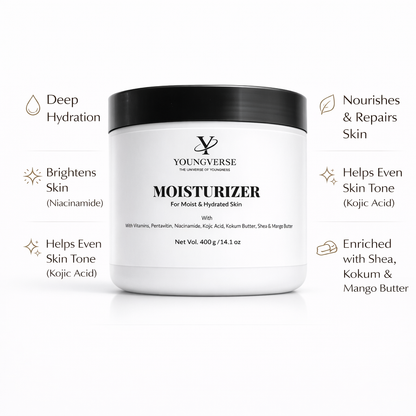 Youngverse Moisturizer for Moist & Hydrated Skin, with Niacinamide, Kojic Acid, Shea & Mango Butter, 400g