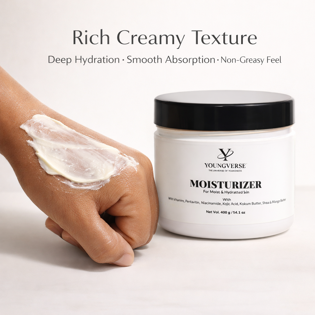Youngverse Moisturizer for Moist & Hydrated Skin, with Niacinamide, Kojic Acid, Shea & Mango Butter, 400g