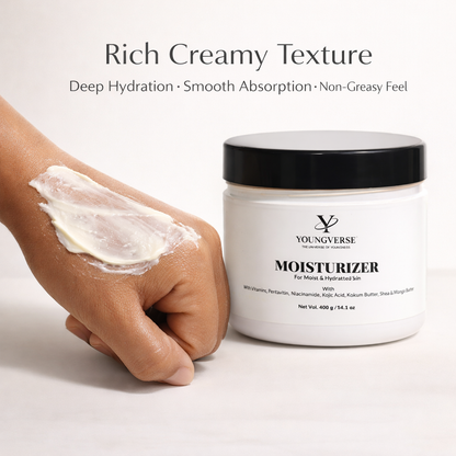 Youngverse Moisturizer for Moist & Hydrated Skin, with Niacinamide, Kojic Acid, Shea & Mango Butter, 400g
