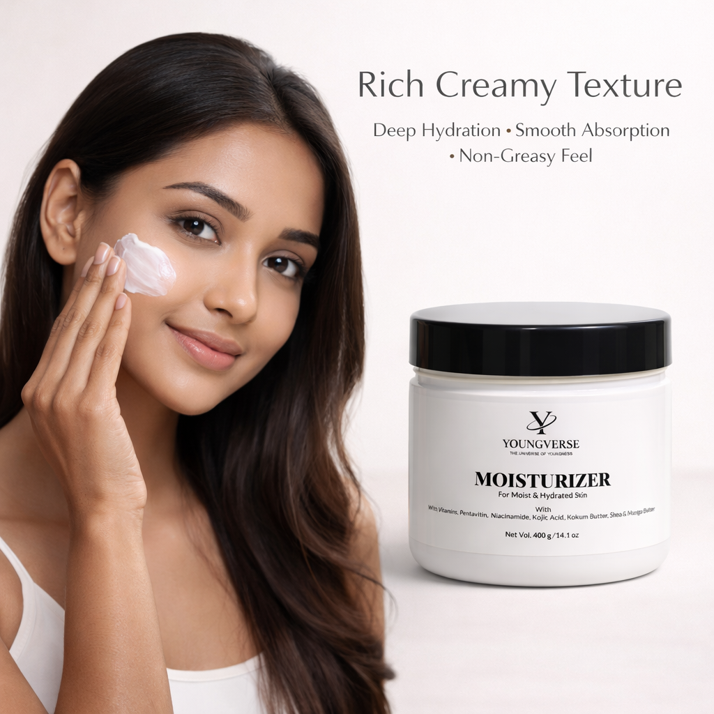 Youngverse Moisturizer for Moist & Hydrated Skin, with Niacinamide, Kojic Acid, Shea & Mango Butter, 400g