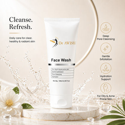 Dr. AWISH Face Wash | Glycolic & Salicylic Acid | Deep Cleansing & Exfoliating | For Clear & Radiant Skin