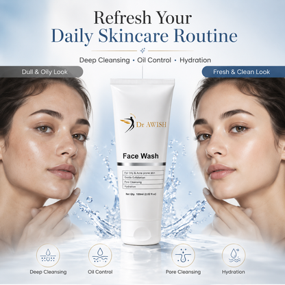 Dr. AWISH Face Wash | Glycolic & Salicylic Acid | Deep Cleansing & Exfoliating | For Clear & Radiant Skin