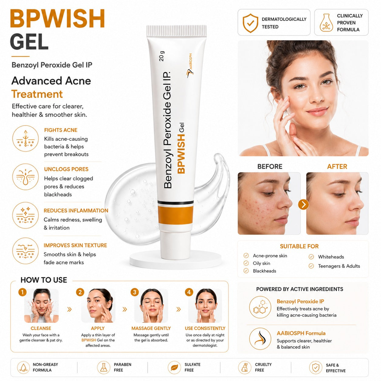Dr. Awish  BPWISH Gel – Powerful Benzoyl Peroxide Formula for Stubborn Acne Control
